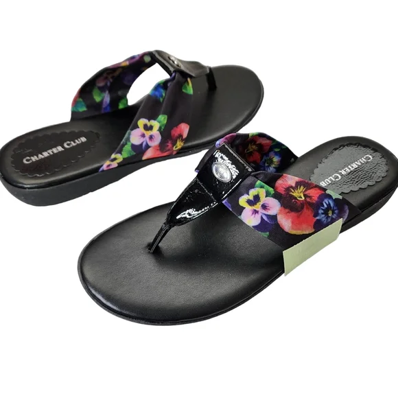 Charter Club Benjii sandals fabric cushioned flip flops sz 8m - Picture 5 of 15